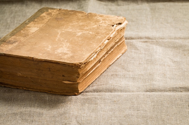 Old vintage book with yellowed aged pages 