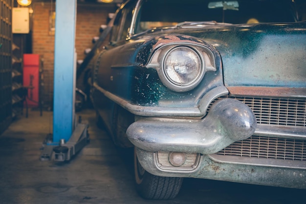 Old vintage car in garage