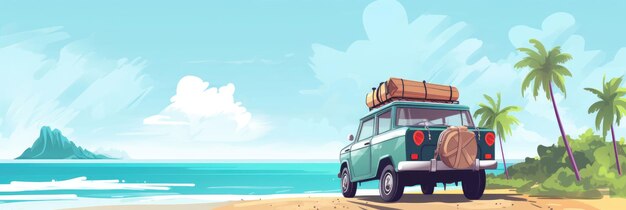 old vintage car loaded with luggage background Generated By AI