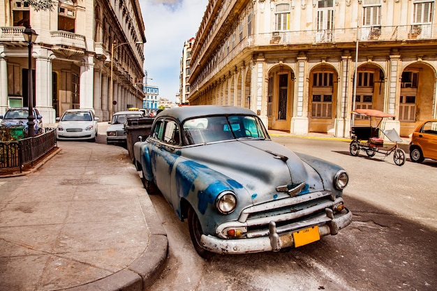 Old vintage car on the streets of Havana on the island of Cuba