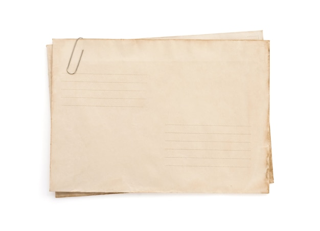 Old vintage envelope isolated on white 