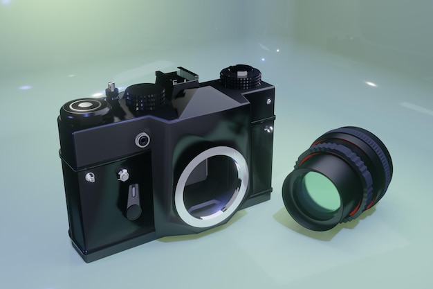 Old vintage film camera 3d rendering illustration