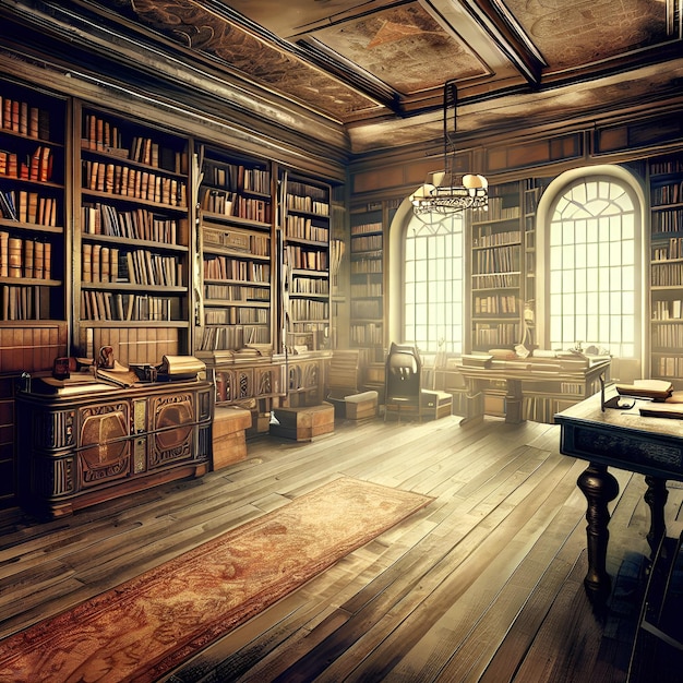 Old vintage library