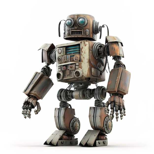 Old vintage look robot with rust body part