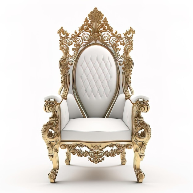 Старый винтажный роскошный стул в белой и золотой раме