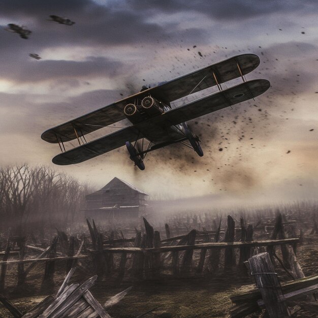 Foto vecchia foto d'epoca di un aereo da combattimento della prima guerra mondiale