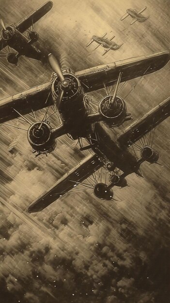 Photo old vintage photo of a world war one fighter plane