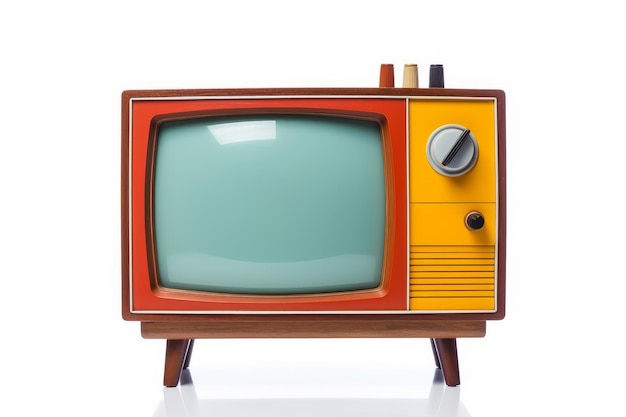 An old vintage retro tv television set isolated on a white background