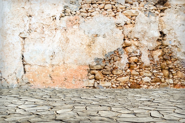 Foto vecchio fondo o struttura della parete della via di pietra dell'annata