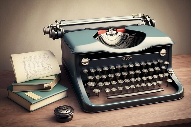 Old vintage typewriter and a blank sheet of paper inserted Isolated on white background