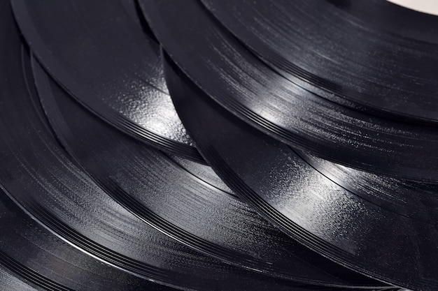 Old vinyl records close up