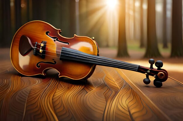 Old violin and firtree branches