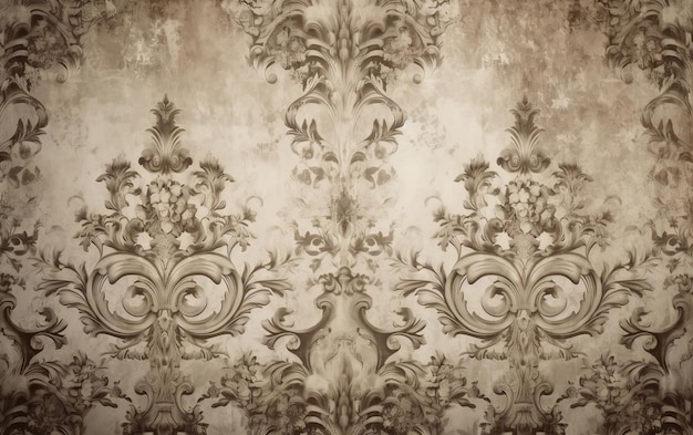 An old wallpaper with floral patterns and a floral design