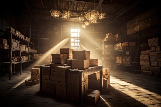 Premium AI Image  Old warehouse reveals secrets in the shadows maps 