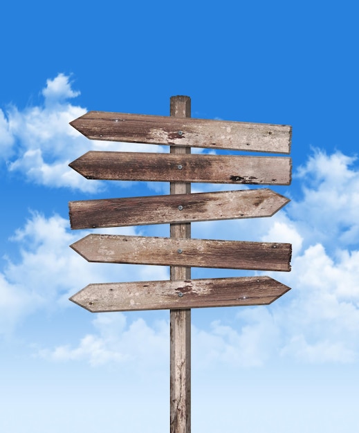 Old weathered wood on blue sky
