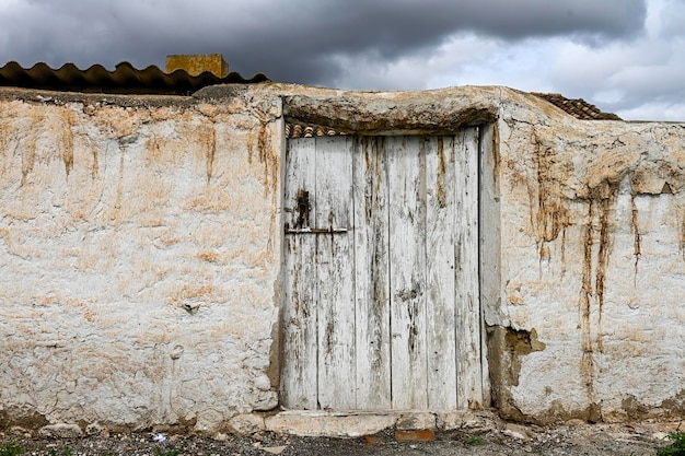 An old and weathered wooden door