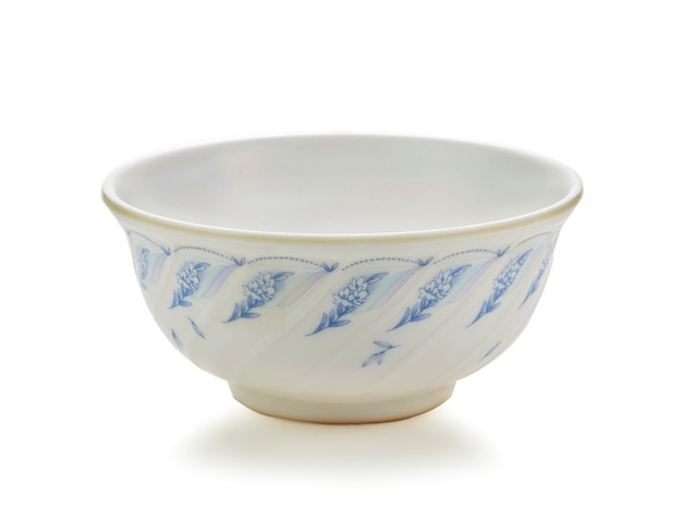 Old white bowl on white 