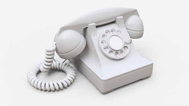 古い白いダイヤル電話