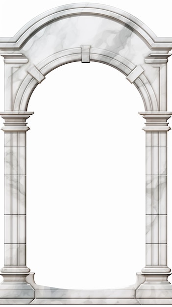 Old white marble arch on white background generative AI