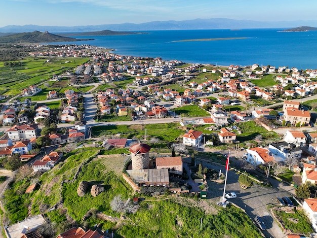 Old windmill on Cunda island of Turkey