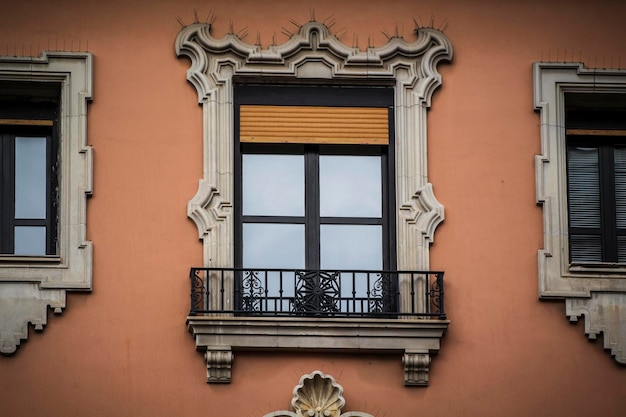 old window, Spanish city of Valencia, Mediterranean architecture