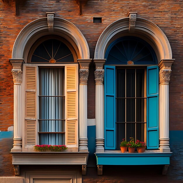 Old Windows on ancient building