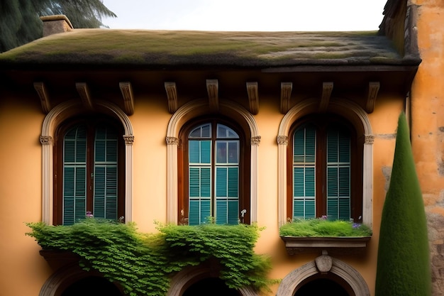 Old Windows on ancient building