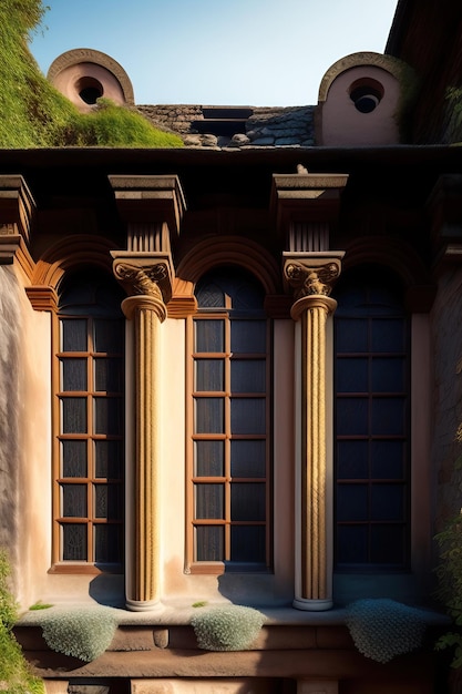 Old Windows on ancient building