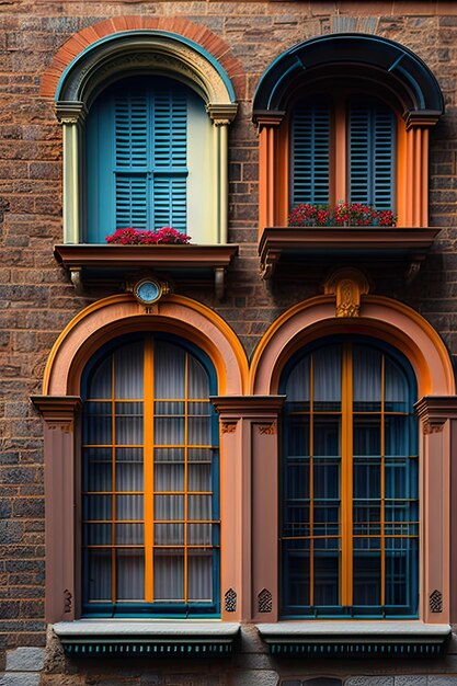 Old Windows on ancient building