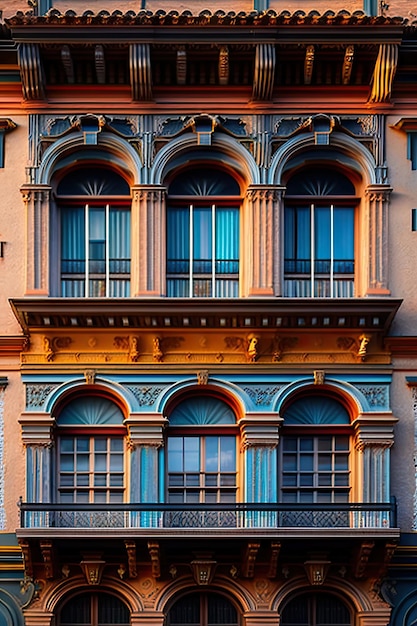 Photo old windows on ancient building