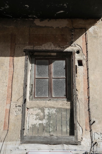 old windows and classical city of San Ildefonso, Palacio de la Granja in Spain