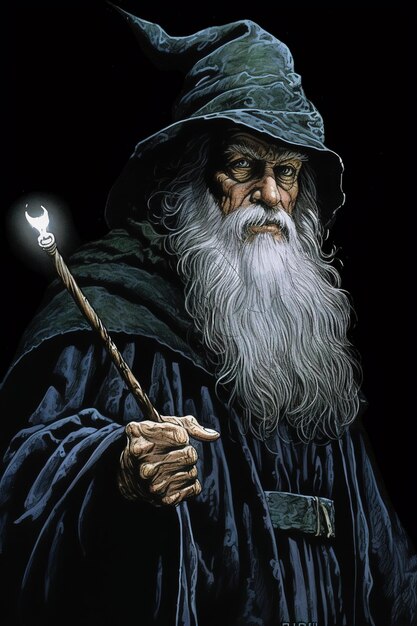 Photo an old wizard illustration