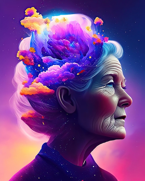 old woman alzheimer abstract mind grandmother