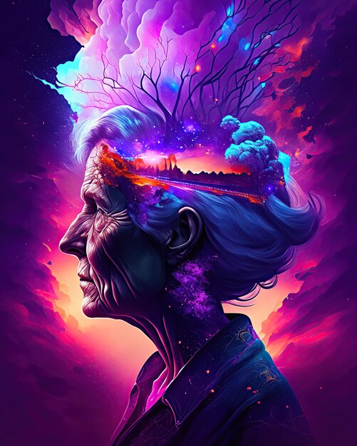 old woman alzheimer abstract mind grandmother