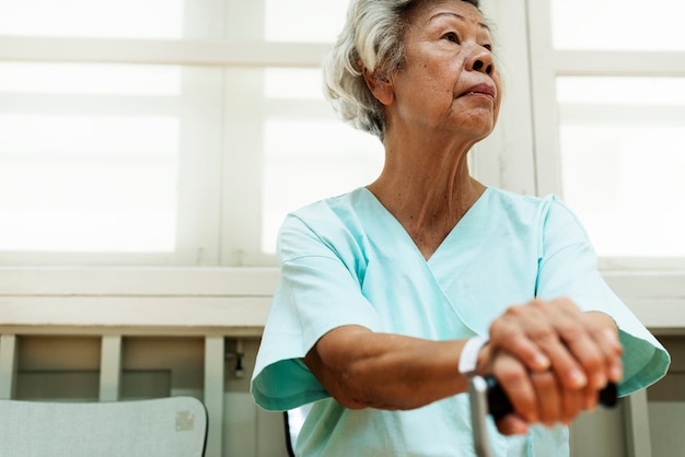 Old woman in a hospital