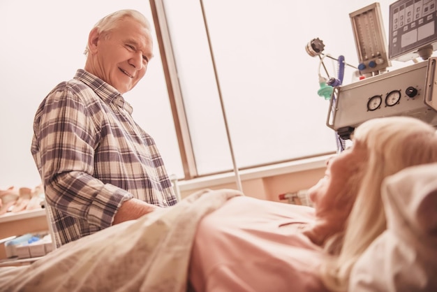 Old woman in hospital