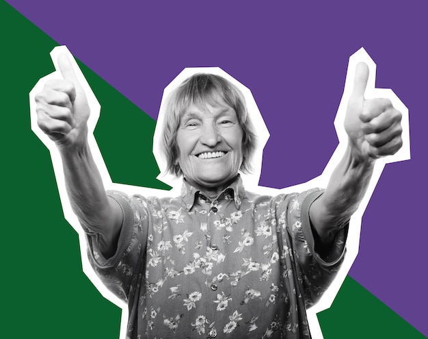 Old woman showing ok sign