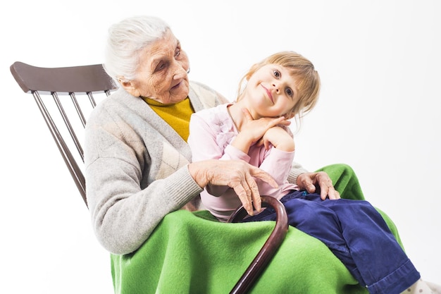 Old woman with grandchildren