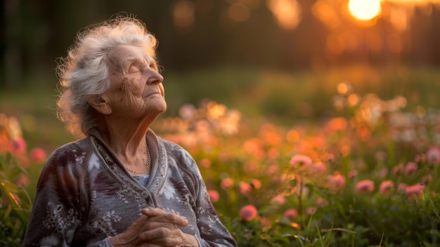 Old woman with pride chin lifted chest swells basking in accomplishments triumphant aura