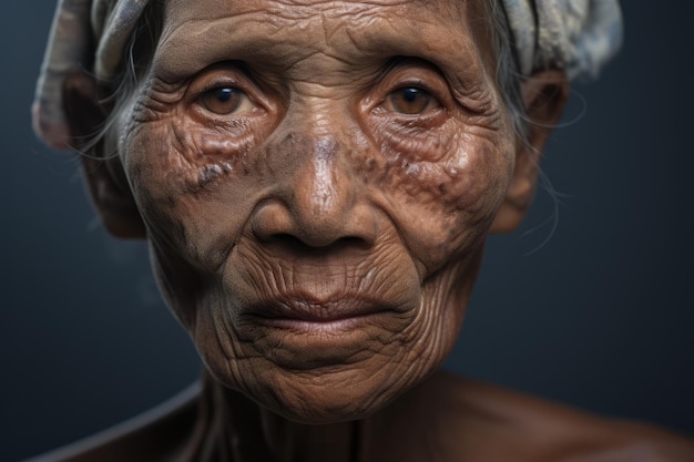 an old woman with wrinkles on her face