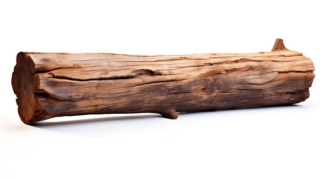 Old wood log on white background Wooden log