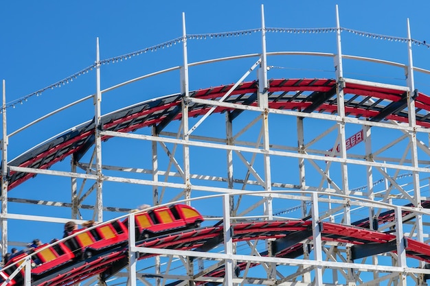 Old wood roller coaster amusement park