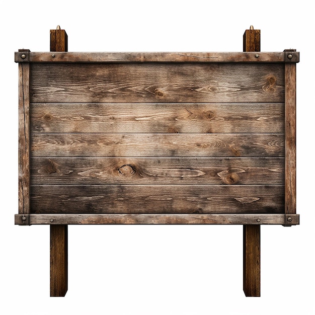 Photo old wood sign board isolated on a white background generated by ai