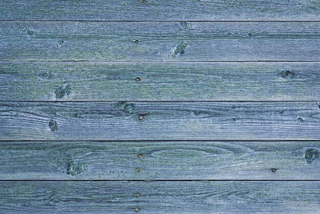 Old wood texture naturally faded, gray wall with blue green shabby paint