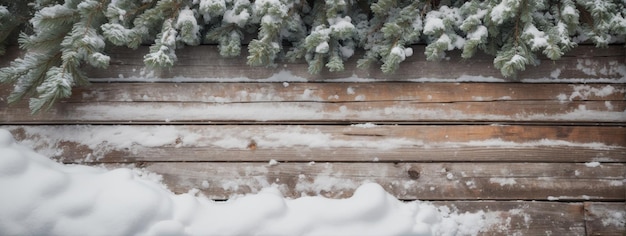 Old wood texture with snow and firtree