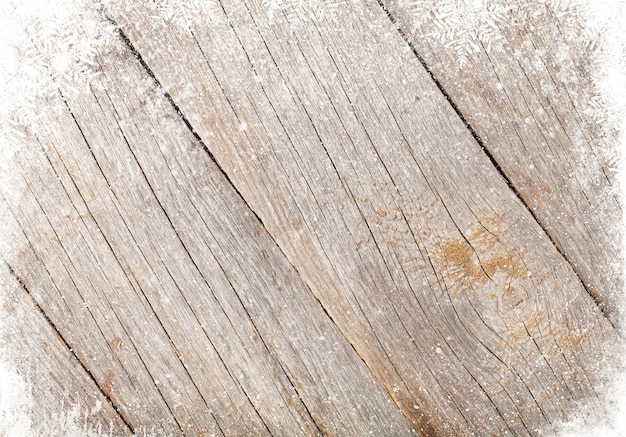 Old wood texture with snow