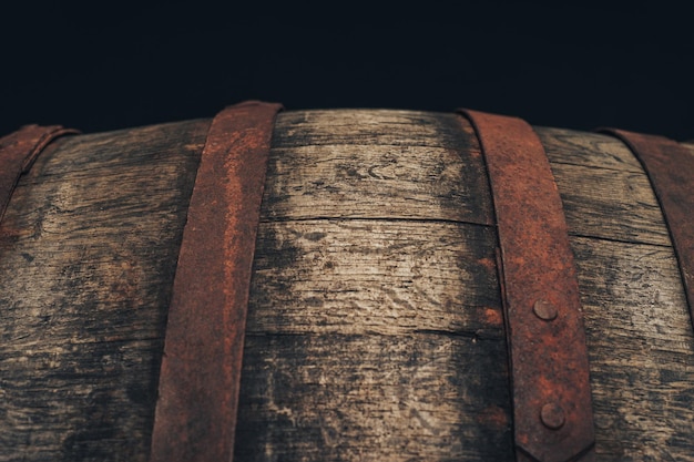 Old Wooden barrel background Close up