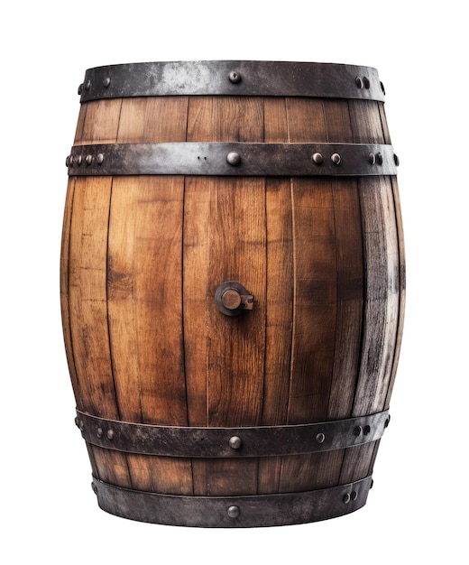 Old wooden barrel front view Generative AI