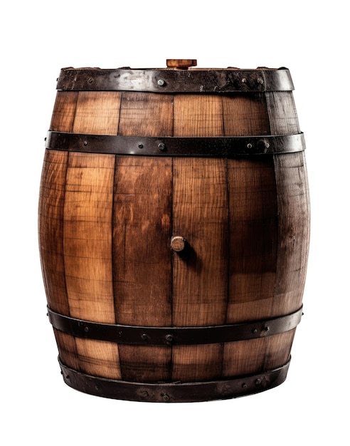 Old wooden barrel front view Generative AI