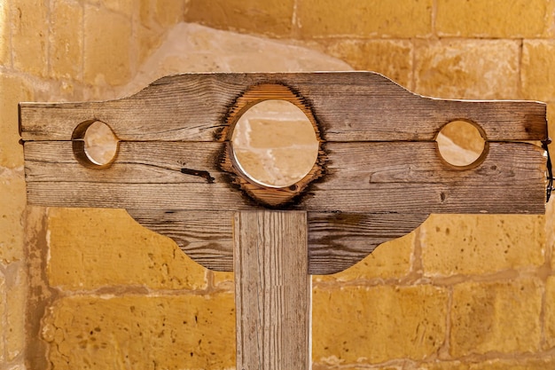 Old wooden blocks for prisoners